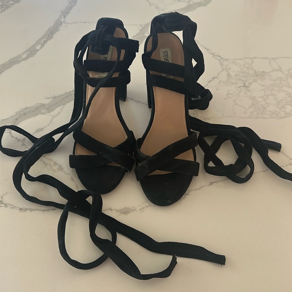 Steve Madden Suede Lace Up Block Heel